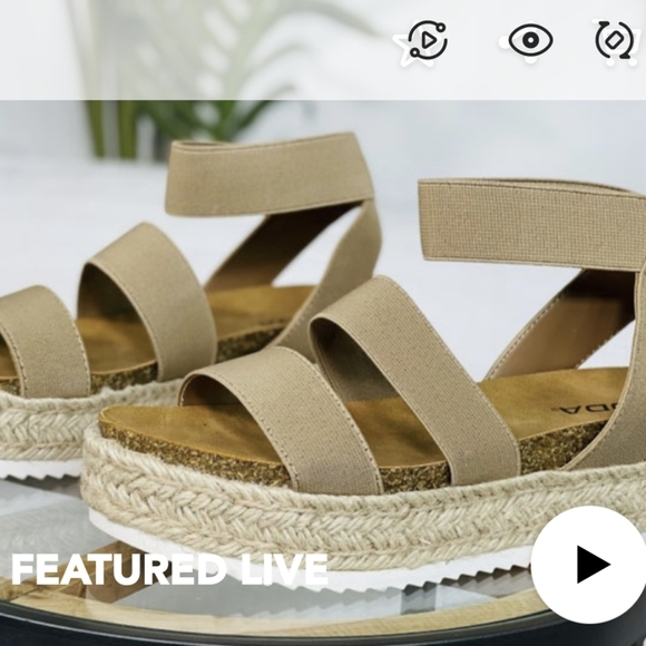 8.5 Soda Brand Elastic Strap platform Sandal -Taupe - Picture 1 of 7